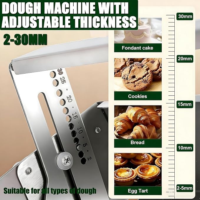 Commercial Electric Dough Sheeter & Pastry Roller Machine, 40 Inch Wide Conveyor, Auto Forward/Reverse, Adjustable Thickness for Croissant, Pie, Puff Pastry, Compact Foldable Design