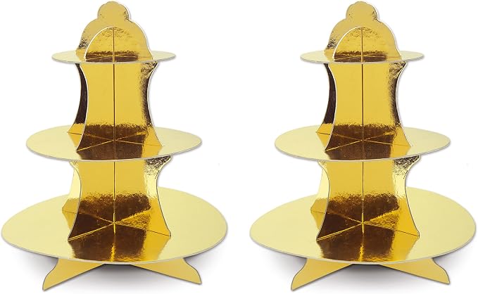 Beistle Metallic Cupcake Stands, 13.5", Gold, 2 Piece Pack