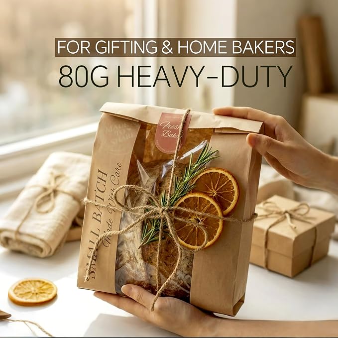 Bread Bags for Gifting Homemade Bread, 14.1" 80g Heavy-Duty Sourdough Bread Bags with Clear Window - Durable Sourdough Bags for Gifting & Commercial Use