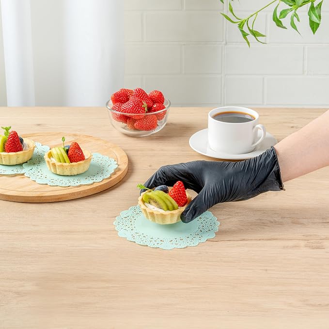 Restaurantware-Pastry Tek 6 x 6 Inch Paper Lace Doilies, 4000 Disposable Table Doilies - Elegant Lace Finish, Long Lasting, Teal Paper Placemat, for Pastries, Cupcakes, Desserts
