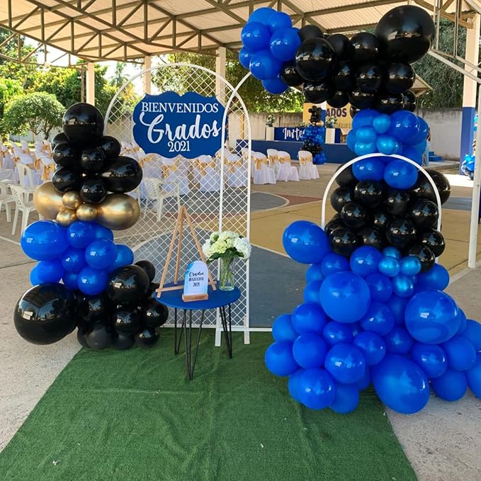 Voircoloria 130pcs Royal Blue Balloons Different Sizes 18" 12" 10" 5" Party Latex Balloons for Birthday Graduation Baby Shower Anniversary Nautical Party Decorations