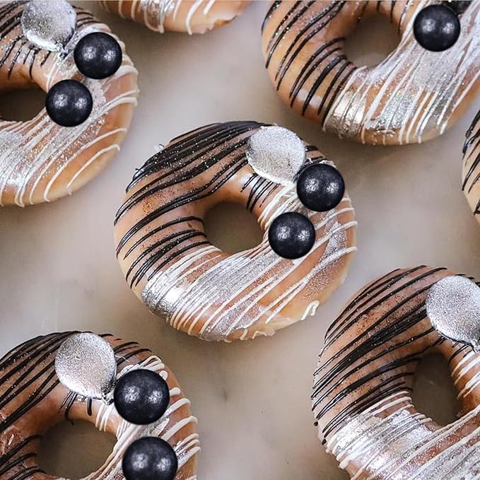 Bayep Edible Pearls for Cake Decorating 10mm Black Sprinkles for Cookies, Baking, Ice Cream, Cupcake Topper Pearl Sprinkles Perfect for Wedding Party Valentines Christmas Holiday Supplies 3.52 Ounce