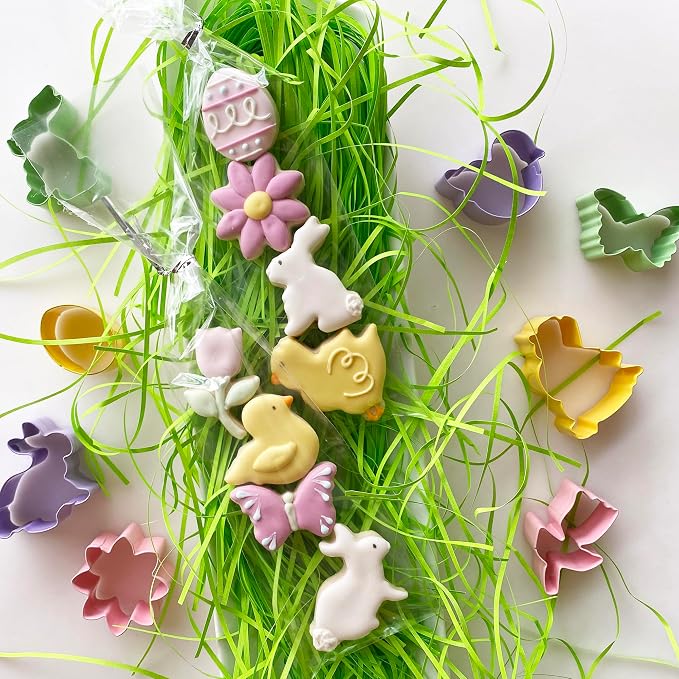 R&M International Mini Easter Cookie Cutters, Butterfly, Egg, Daisy, Duckling, Tulip, 2 Bunnies, Chick, 8-Piece Set