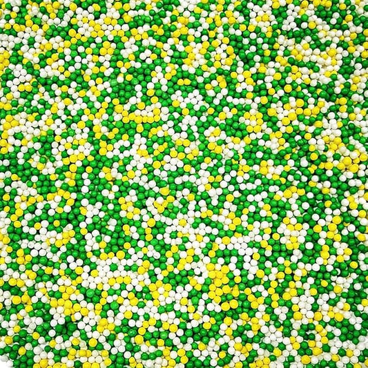 Edible Green White Yellow Nonpareils Sprinkles for Cake Decorating, Edible 2mm Mini Pearls Sprinkles Decorating for Baking Cookies Cupcake, Ice Cream, Donuts, Macaron Toppings Supplies 110g/3.88oz