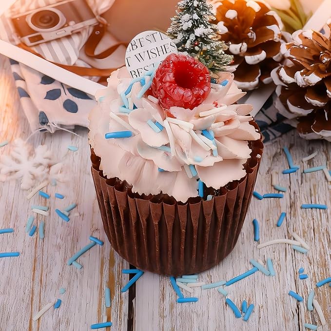 Frozen Winter Jimmies Sprinkles - Blue White Jimmies Mix for Cake Decorating, Edible Cookie Cupcake Decorations for Ice Princess Themed Baking & Holiday Party Treats