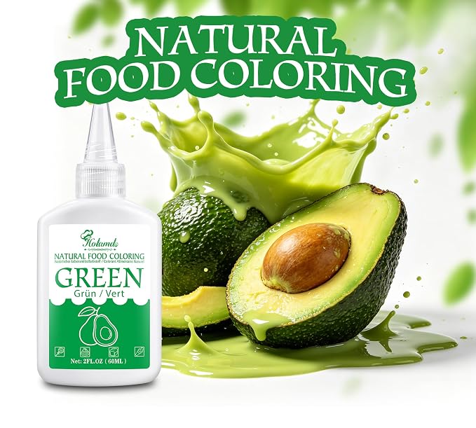Natural Food Coloring - 2oz Plant-Based Liquid Food Dye, FD&C Dye Free, Gluten Free Vegan Non-GMO, No Dairy Nut Egg Sugar, for Baking Cake Decorating Icing Frosting Fondant Easter Eggs Drinks (green)