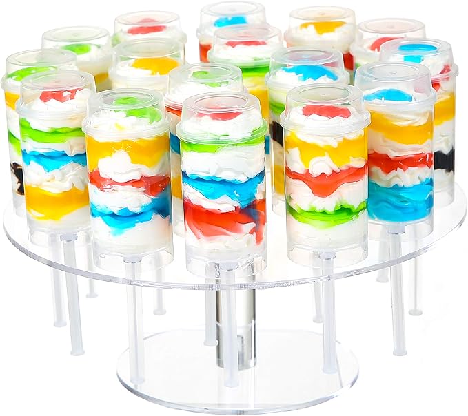 Clear Round Acrylic 16 Holes Push Pop Cake Stand for Party, Wedding, Bakery (9.44'' of Diameter)