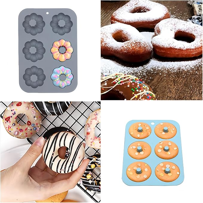 3PCS Silicone Donut Molds + 1PCS Rabbit Gummie Molds, Non-Stick Baking Doughnut Pan Tray for Pumpkin Pancake, Cake, Muffin, Cupcake