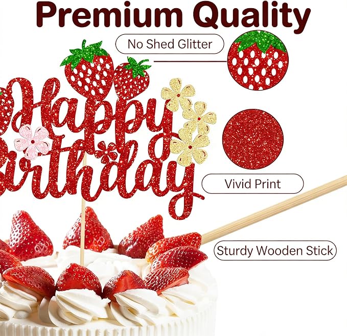 Happy Birthday Cake Topper Party Decorations for Kids Baby Showers, Themed Parties Happy Birthday Celebrations for Cake Decor Enthusiasts (Red1)