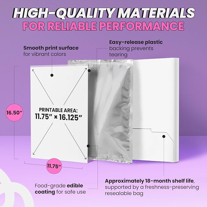 paper2eat Frosting Sheets Premium XL 11.75“ x 16.50“ (A3) - 10 Count - White Edible Icing Sheets - Kosher Certified