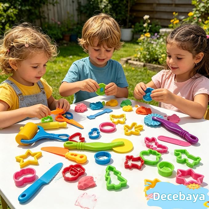 Playdough Tool Set, 24 Pcs Dough Tools Sets for Kids Ages 4-8, Dough Accessories Includes Cutters Roller, Rolling Pins, Safety Scissors, Plastic Knife, Plastic Rollers