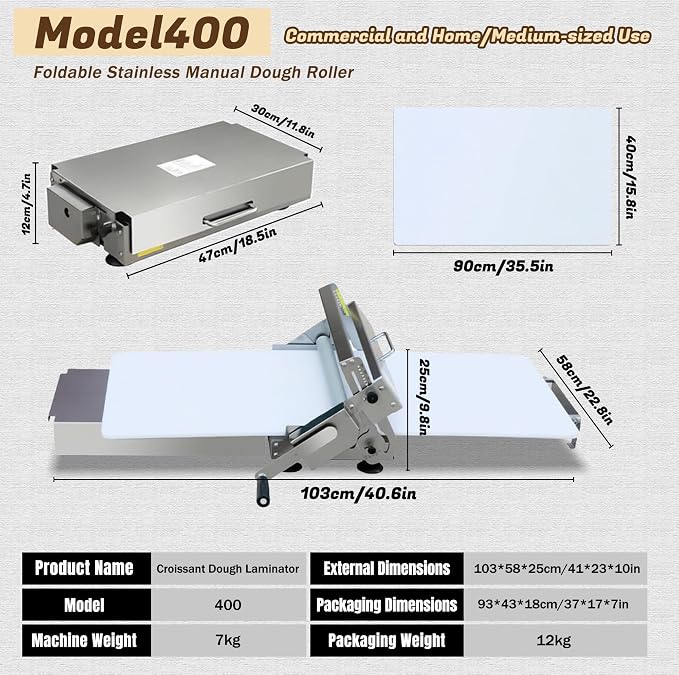 Commercial 110V Electric Dough Sheeter Machine, Reversible Puff Pastry Sheeter And Fondant Roller, Dough Roller, Adjustable Thickness 0-25mm, Folding Dough Sheeter For Bakeries, Pastries,（22.7"）