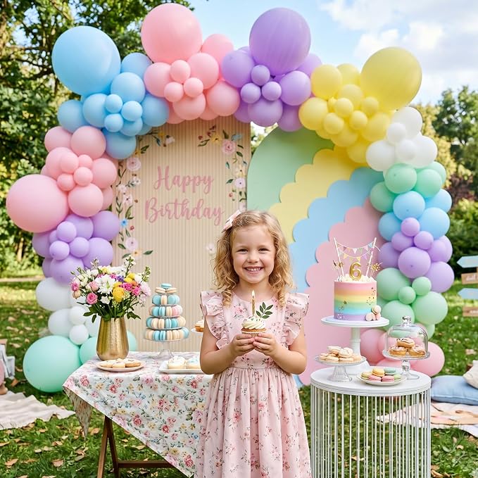 SNLN Blue Pastel Balloon Arch Kit, 140Pcs Macaron Blue Green Purple Yellow White Balloons for Baby Shower Gender Reveal Birthday Wedding Bridal Shower Party Decorations
