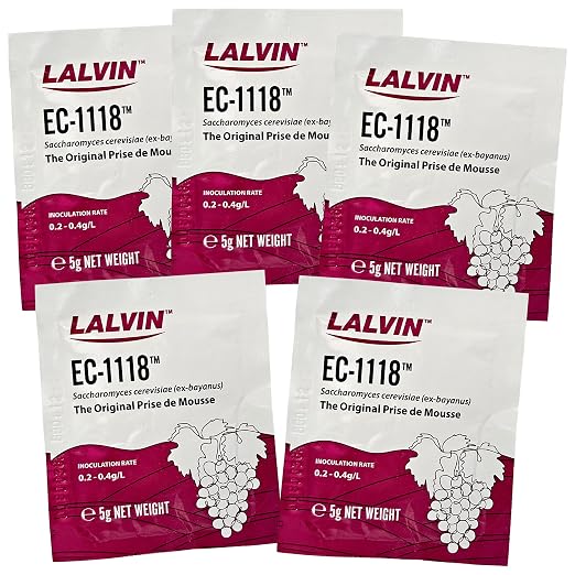 EC-1118 Saccharomyces bayanus 5 packs (5 g. Pouchs) Lalvin