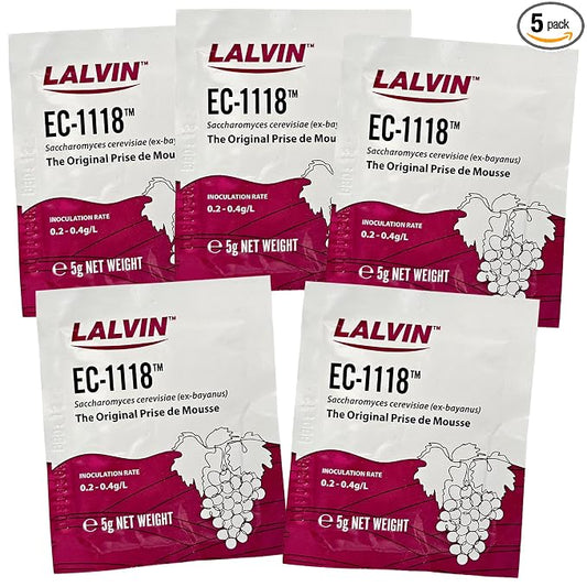 5x Lalvin EC-1118 Champagne Yeast 5g Sachet