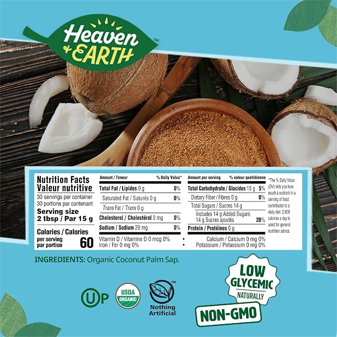 Heaven & Earth Organic Coconut Sugar, 16oz (3 Pack) | Low Glycemic | Unrefined Sugar Alternative | Natural Sweetener | Coconut Palm Sugar
