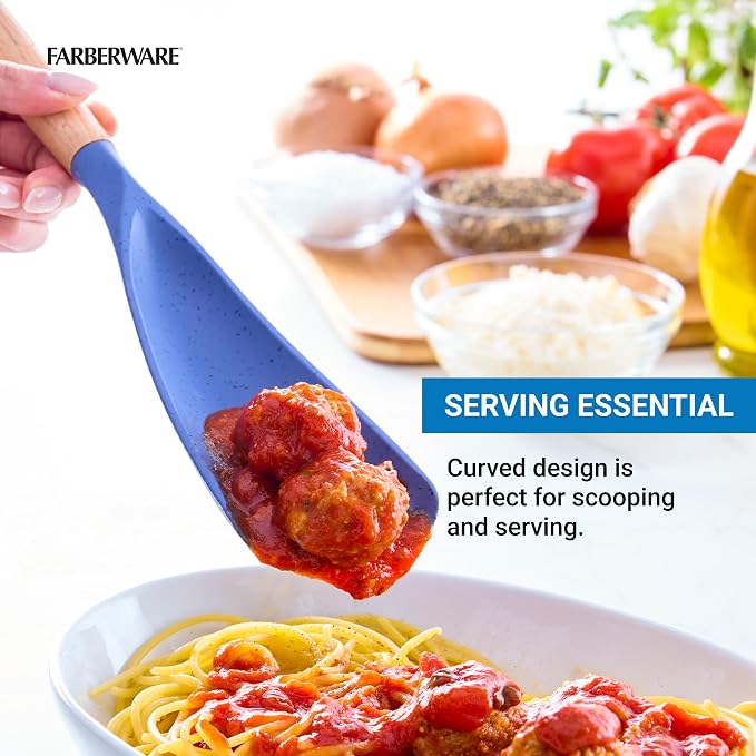 Farberware Multi Tool Scoop Spoonula Versatile Beechwood Kitchen Essential for Lifting, Scraping, and Turning
