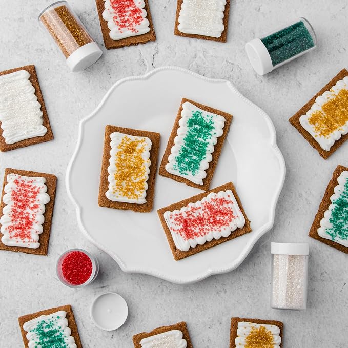 Sweets Indeed Sprinkles, 4 Pack, Edible Sprinkle Mix, Perfect for Cake Decorations, Baking, Ice Cream, Cookies, Cupcake Topper (Holiday Sugar)