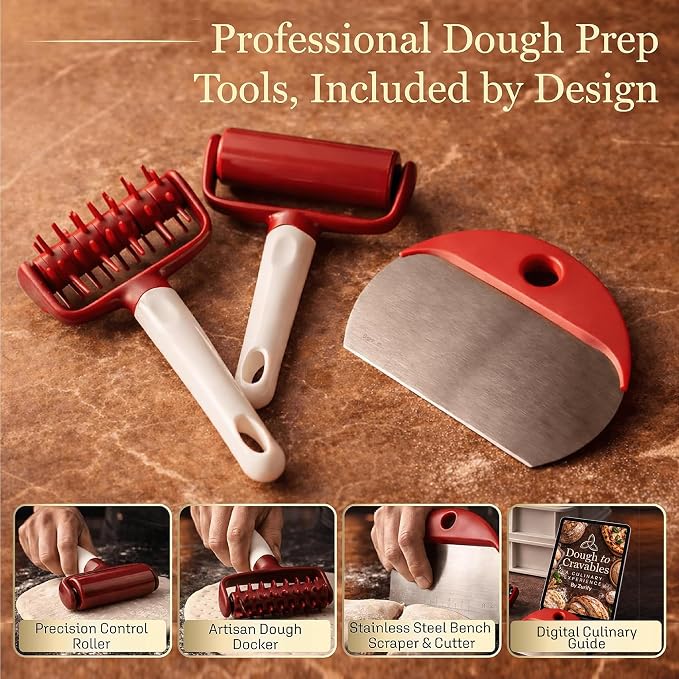 Pizza Dough Proofing Box - Sourdough storage container System with 2 Lids, Stackable 17.5"x11.8"x3.5" bread containers with full accessories 2-Pack by Zurify®