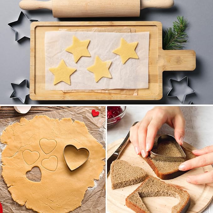 HARFINGTON Heart Cookie Cutter Set Assorted Sizes Stainless Steel Valentine's Day Biscuit Baking Pastry Candy Cookie Cutters Molding for Pastry Fondant Cake