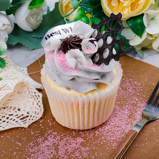 Pink Sanding Sugar - Sparkling Sugar Crystals for Baking Decorations (130g/4.6oz) - Edible on Cookies, Cupcakes, Cakes, Ice Cream | Wedding, Party, Valentines Sugar Sprinkles