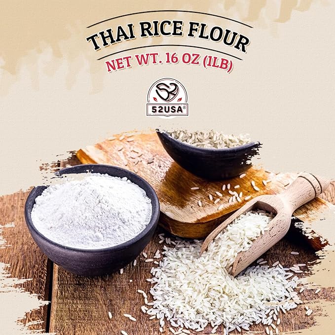 52USA Thai Rice Flour 32 Ounce (Basic), 1 Pound (Pack of 2), Rice Flour for Baking or Cooking, Product of Thailand, All Natural White Rice Flour, Vegan