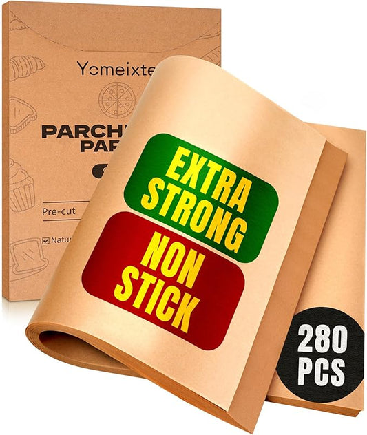 280 Parchment Paper Sheets 9x13"| Precut Unbleached Baking Paper for Oven, Air Fryer, and Cookie Sheet | Non-Stick, Greaseproof, Food Grade, Natural Brown, Eco-Friendly, Baking Supplies for Cooking
