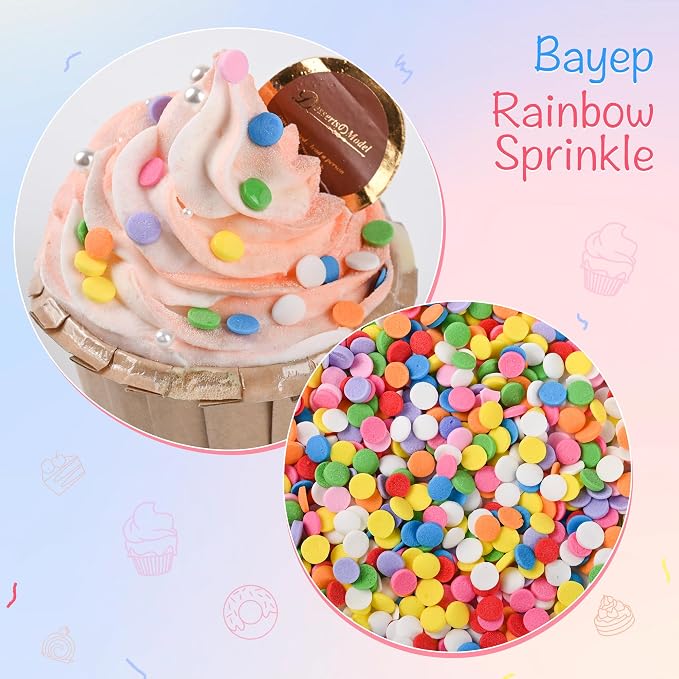 Bayep Confetti Sprinkles for Cake Decorating Rainbow Sprinkles for Ice Cream, Cookies, Baking, Cupcake Topper Colorful Sprinkles Perfect for Birthday Party Christmas Holiday Supplies 3.52 Ounce