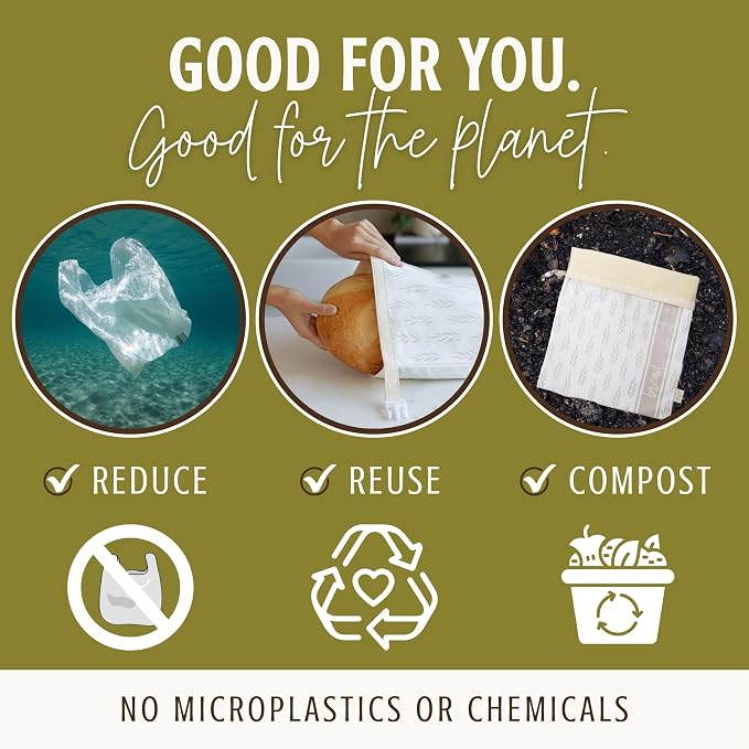 Nectar & Nest Reusable Beeswax Bread Bags for Homemade Bread & Sourdough – XL Eco-Friendly, Natural, Food-Safe Storage Bag to Keep Loaves Fresh Longer – Sustainable, Zero Waste