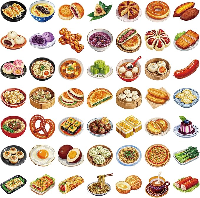 100Pcs Funny Baking Stickers Pack,Realistic Transparent Bakery PET Stickers,Cute Waterproof Sticker for Laptop,Stationery,Luggage Scrapbooking,Water Bottles,Phone Case,Bakery Themed Party Decorations