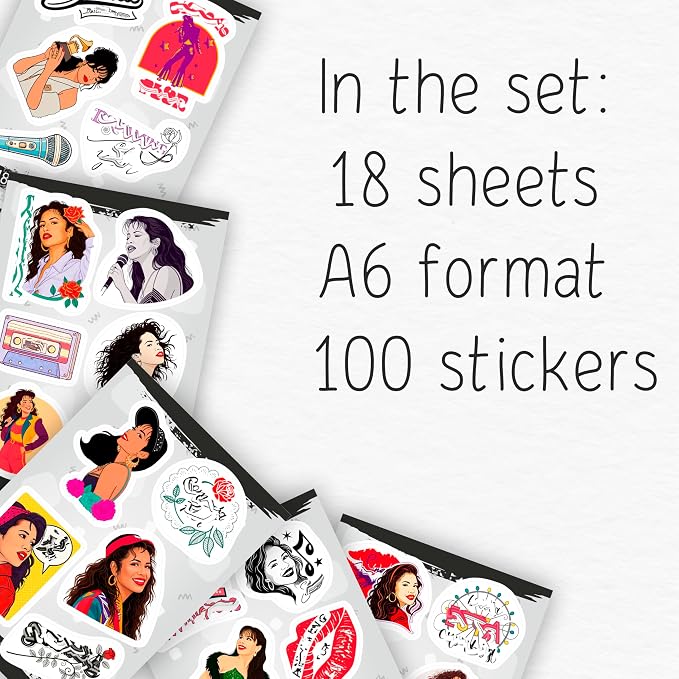 100Pcs Selena Quintaalina Stickers for Water Bottles - Selena Quintaalina Decals - Singer Stickers, Party Supplies - Gift for Women & Men