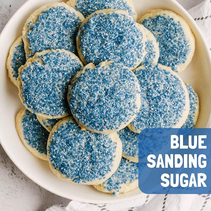 Blue Sanding Sugar | Royal Blue Sprinkles | Edible Coarse Sugar Crystals | For Baking Dessert Decorating, Cake, Cupcake, Cookie, Ice Cream | 4th of July Graduation Holiday Party | 4.6 Ounces