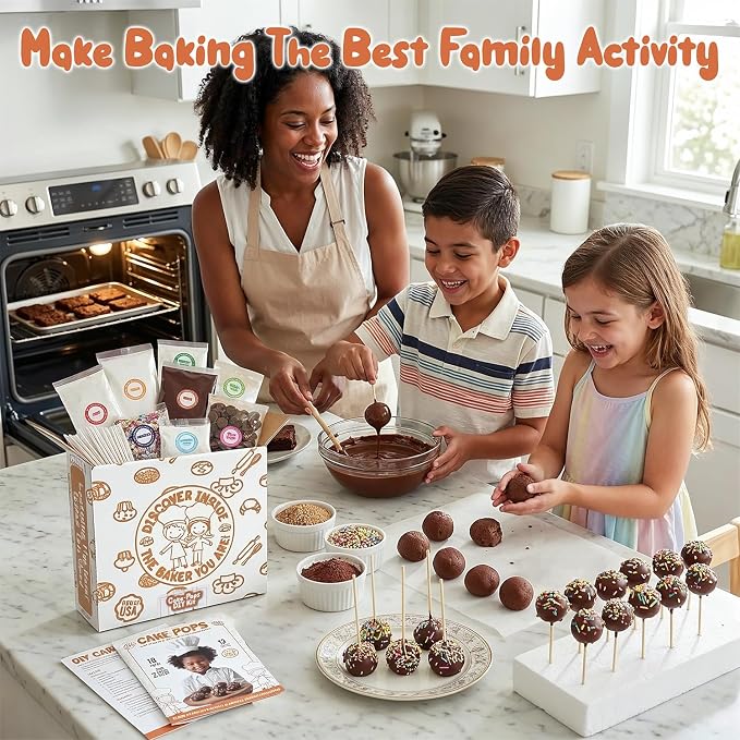 Cake Pop Baking Kit for Kids – DIY Cake Pop Set with Pre-Measured Ingredients, Makes 12-15 Real Cake Pops – Cooking Kit for Boys & Girls Ages 8-12, Made in USA