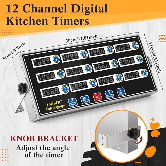 Relaxweex 2 Pack Digital Kitchen Timer, Commercial Cooking Timer with Loud Alarm, Large LCD Display, for Restaurants, Baking, Labs, Multiple Independent Countdown Timers (12 Channel)