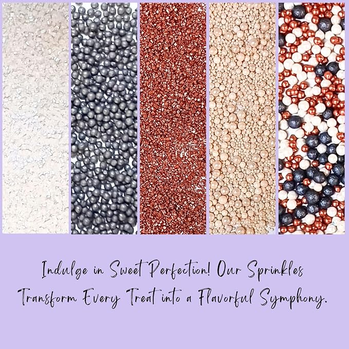 Sprinkles - Confect Sprinkles for Cakes & Cupcakes Decoration Assorted pack of 5 Starry Night Mix Black, White & Bronze Dragees Sparkling Sugar White & Bronze | Vegan, Gluten-Free, Nut-Free, Soy-Free, Dairy-Free, Palm Oil-Free- 5 Oz
