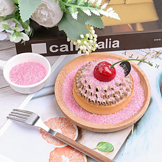 Pink Sprinkles Sanding Sugar for Baking, 6.35oz/180g Edible Sparkling Sugar Crystals, Decorating Sugar Sprinkles for Cakes Cupcakes Cookies Ice Cream