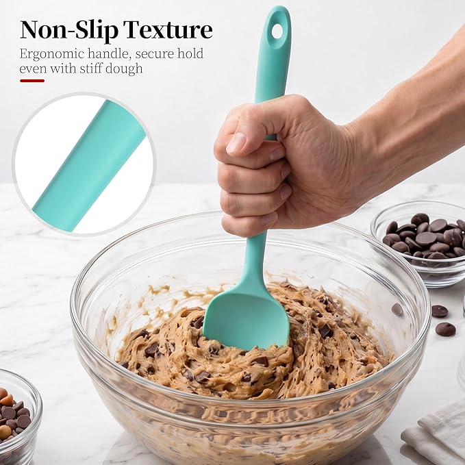 600ºF Heat Resistant Silicone Spoon Spatula for Cooking, Aqua Sky | High Heat Food Safe Seamless Kitchen Spoonula Scraper for Baking Mixing Scraping Stirring Egg Nonstick Cookware Pan Bowl