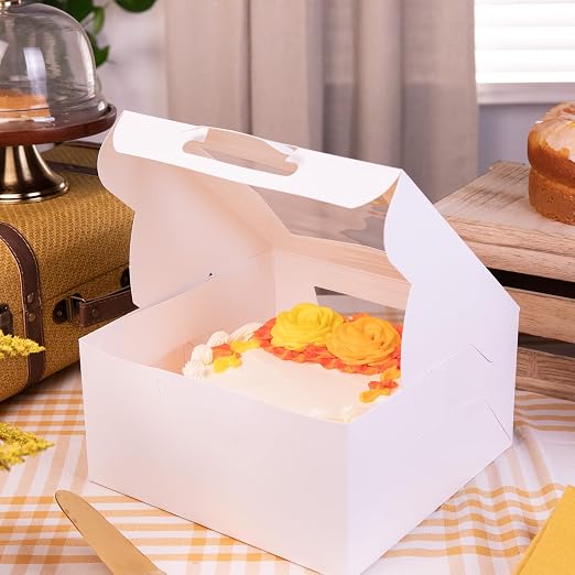 SCT white window bakery boxes with tuck-in lid, 10 x 10 x 5, white, paper, 150/carton