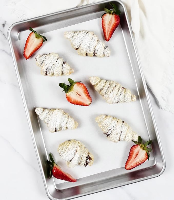 USA Pan Bakeware Traditional Aluminized Steel Uncoated Quarter Sheet Baking Sheet Pan, Made without nonstick coating