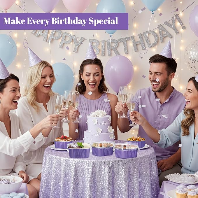 200 Pack 5 oz Purple Mini Cake Pans with Lid, Aluminum Foil Mini Baking Tins, Square Disposable Cupcake Baking Cup Dessert Container for Purple Wedding Birthday Party Favors Supplies