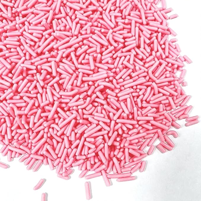PhilaeEC Pink Jimmies Sprinkle Edible Soft Jimmies Sprinkle for Cake Decoration Cupcake Topper Cookie Baking Decorations Halloween Christmas Valentine Supplies 2.75oz/78g