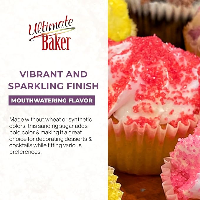 Ultimate Baker Flavored Sanding Sugar (1x4oz) - Burst of Flavor & Color for Cakes, Cookies & More, All-Natural, Perfect for Baking & Decorating or as a Flavored Coffee Sugar (Birthday Cake)