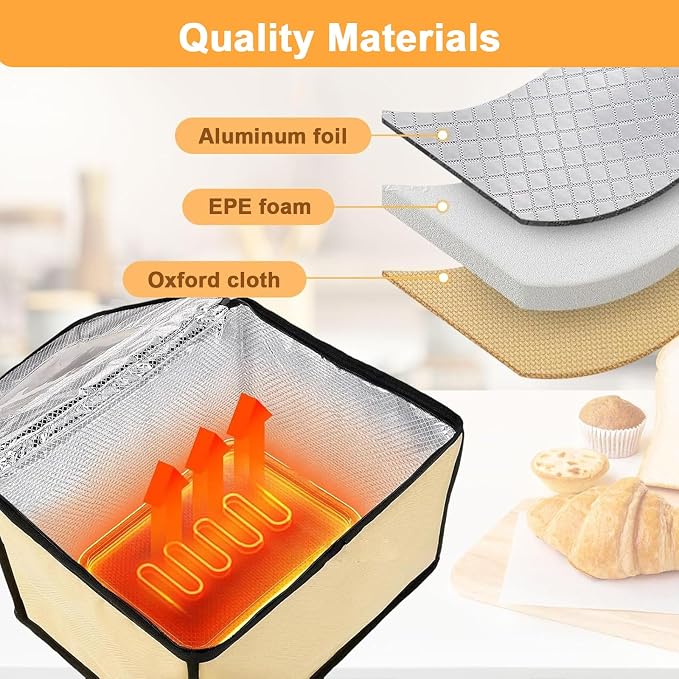 Dough Proofer with Heater丨50°F-113°F Temperature Control, Sourdough Bread Making Tools Kit, Foldable Design/Zippered Window, for Sourdough, Homemade Pizza, Fermented Foods