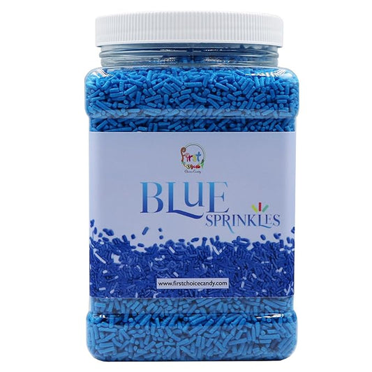 Decorating Sprinkles By FirstChoiceCandy- 2 LB - Colorful Jimmies Great For Topping for Bakery, Ice Cream, and Confectionary - Kosher Sprinkles In a Resealable Container (Blue)