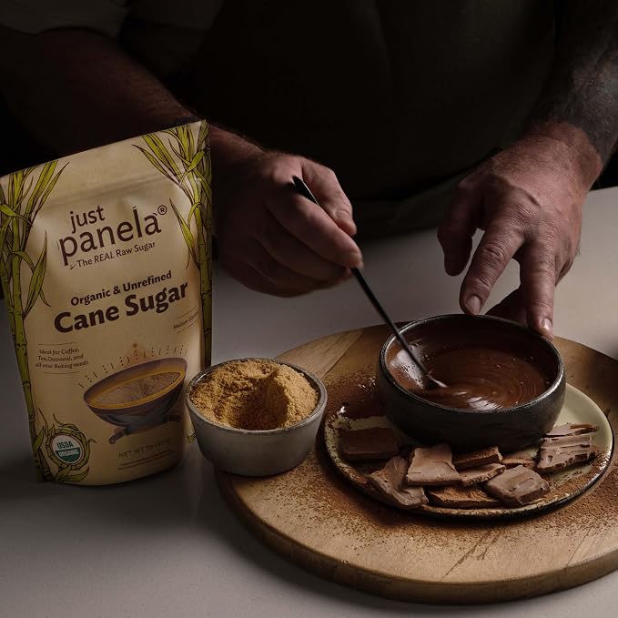 Just Panela Organic Cane Sugar 1 Pound | 100% Unprocessed, Raw Sugar | Panela Great for Baking, Cooking & Sweetening | Healthier Alternative to Regular Refined Sugar