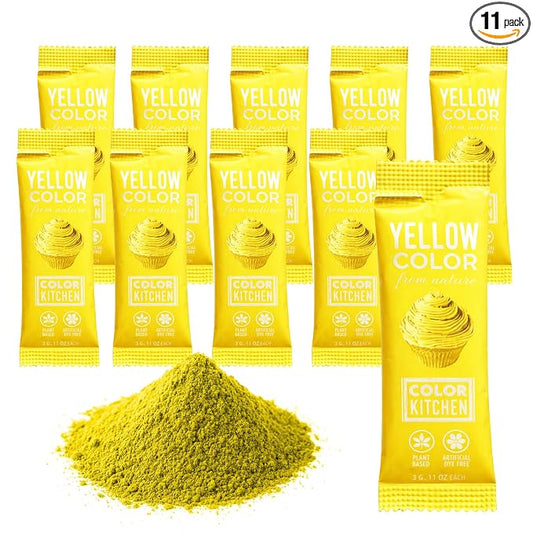 Color Kitchen Plant Based Yellow Food Coloring Powder Pack, Natural Vegan Food Dye Alternative, Concentrated Kosher Gluten Free Colorant for Baking and Frosting, 10 Count Sachets