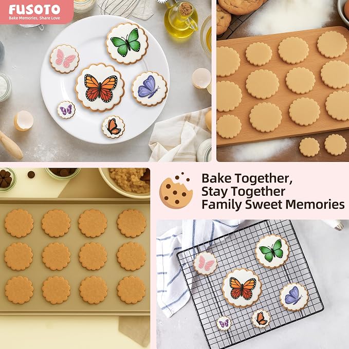 FUSOTO Round Cookie Cutter Set - 6 Piece Circle Shaped Geometric Circle Cookie Cutter for Kitchen Baking, Stainless Steel, (1.5", 2", 2.5", 3", 3.5", 4"), Round