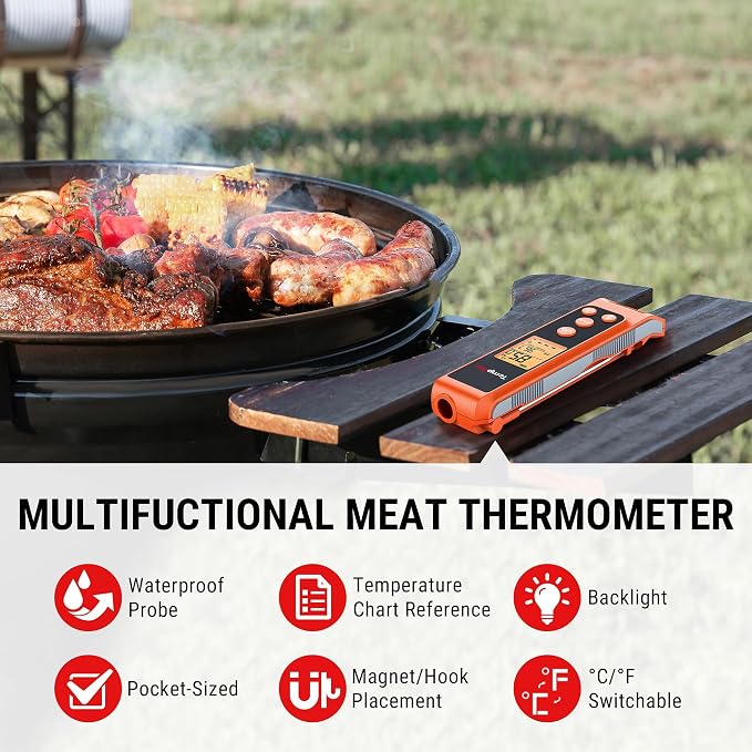 TempPro TP420 2-in-1 Instant Read Thermometer for Cooking, Infrared Thermometer with Meat Probe, Non-Contact Laser Meat Thermometer for Griddle Grill Pizza Oven HVAC Pool, Gift for Dad Husband