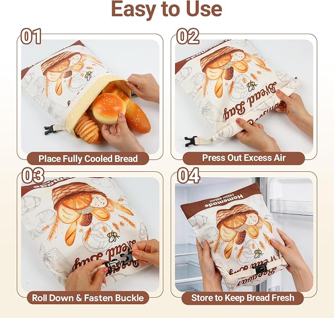 Beeswax Bread Bag, 2 Pack Reusable Bread Bags for Sourdough & Homemade Bread, Phsfem XL Size Organic Cotton Linen Bags with Natural Beeswax Lining,for Bread Freshness,Friendly Use,Brown