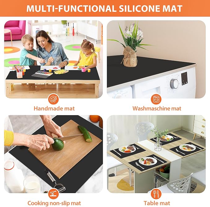 Silicone Mat Roll - Silicone Mats for Kitchen Counter, Heat Resistant Countertop Protector, Non-Slip Table Mat Desk Saver Pad, Multi-functional Cuttable Silicone Mat, Craft Mat - 17IN X 5FT